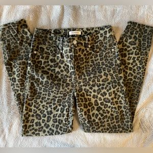Good American Good Waist High Waist Crop Sage Leopard Print Jeans, Size 6/28